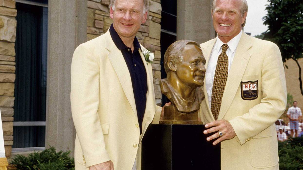 Terry Bradshaw and Mike Webster at Hall of Fame
