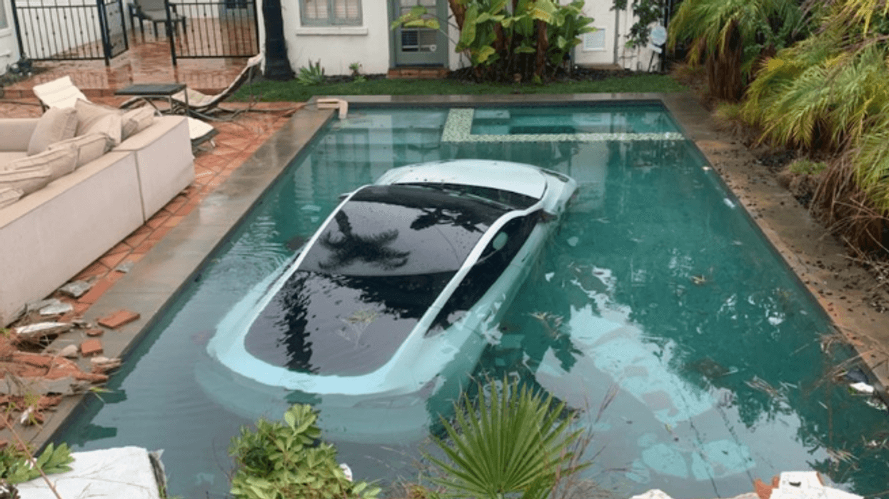 Tesla in pool