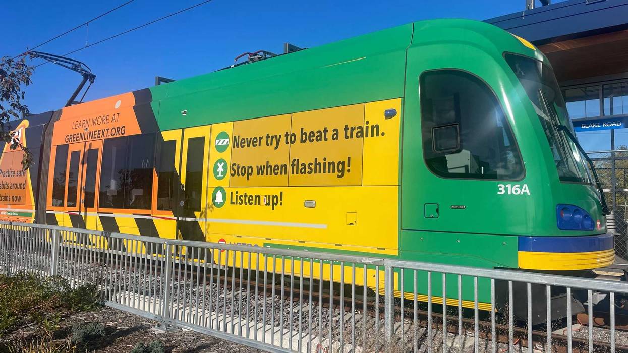 Testing on tracks in Hopkins, Minnesota on the Southwest Light Rail project, a long overdue and overbudget extension of the Metro Transit Green Line.