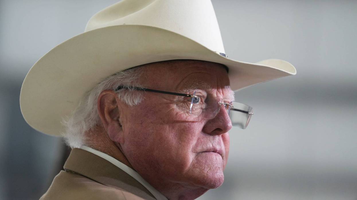 Texas Agriculture Commissioner Sid Miller attends a rally with former President Donald Trump at Million Air, a private airplane terminal at Austin-Bergstrom International Airport, Friday, Oct. 25, 2024.