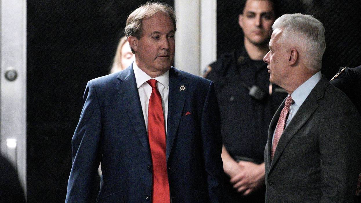 Texas Attorney General Ken Paxton arrives at court during former U.S. President Donald Trump's trial for allegedly covering up hush money payments at Manhattan Criminal Court on April 30, 2024, in New York City.