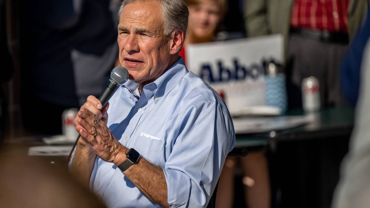 Texas Gov. Greg Abbott speaks during a 'Get Out The Vote' rally at the Fuzzy's Pizza & Italian Cafe on Oct. 27, 2022 in Katy, Texas. With less than two weeks away from the midterm election, Gov. Greg Abbott continues campaigning across the state of Texas.