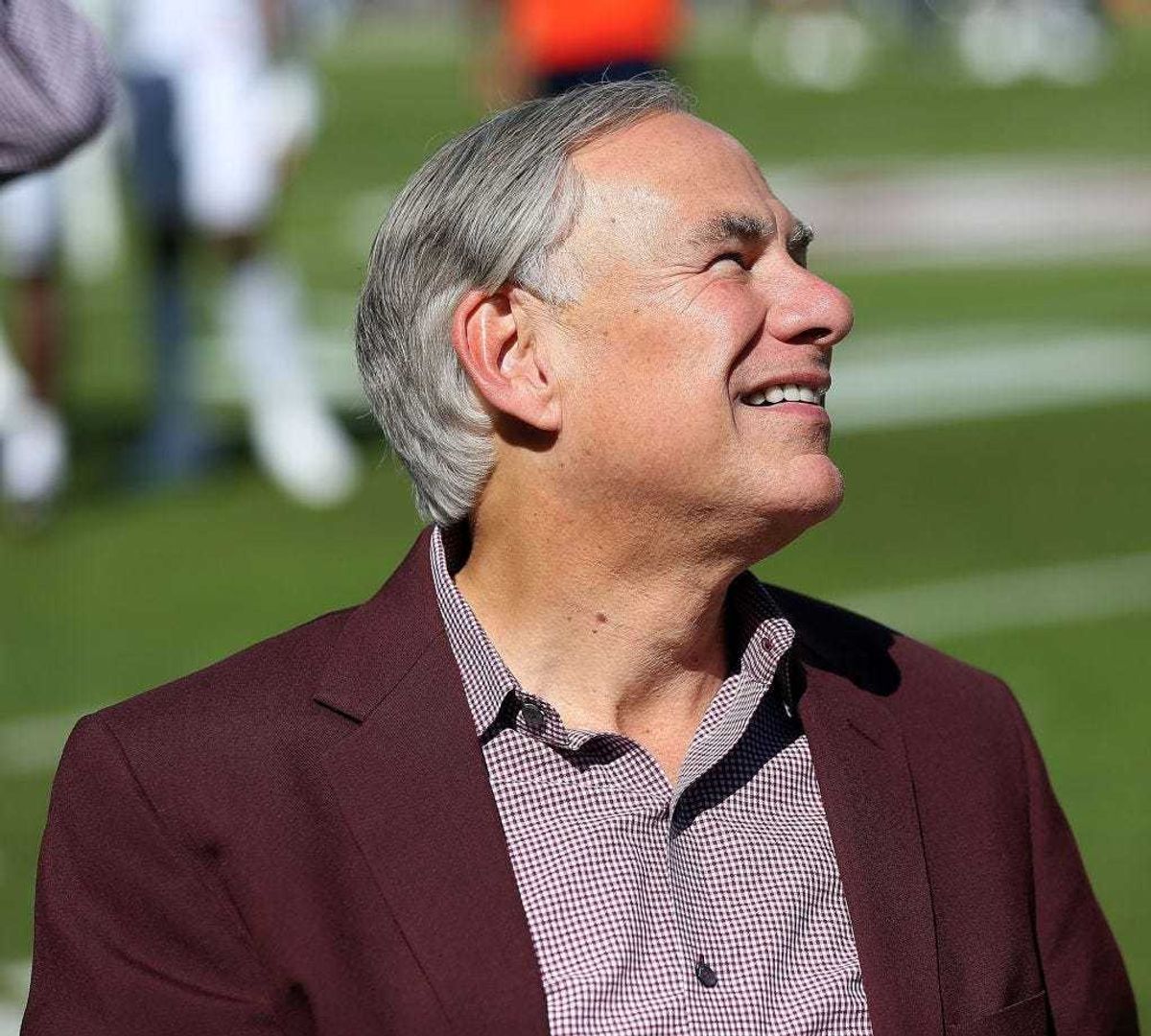 Texas Governor Greg Abbott attends the game between the Texas A&M Aggies and Auburn Tigers at Kyle Field on November 06, 2021 in College Station, Texas. (Photo by Bob Levey/Getty Images)