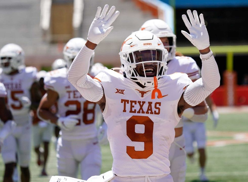Texas Longhorns White defensive back Josh Thompson (9) before the Orange-White Texas Spring Game at Darrell K Royal-Texas Memorial Stadium.