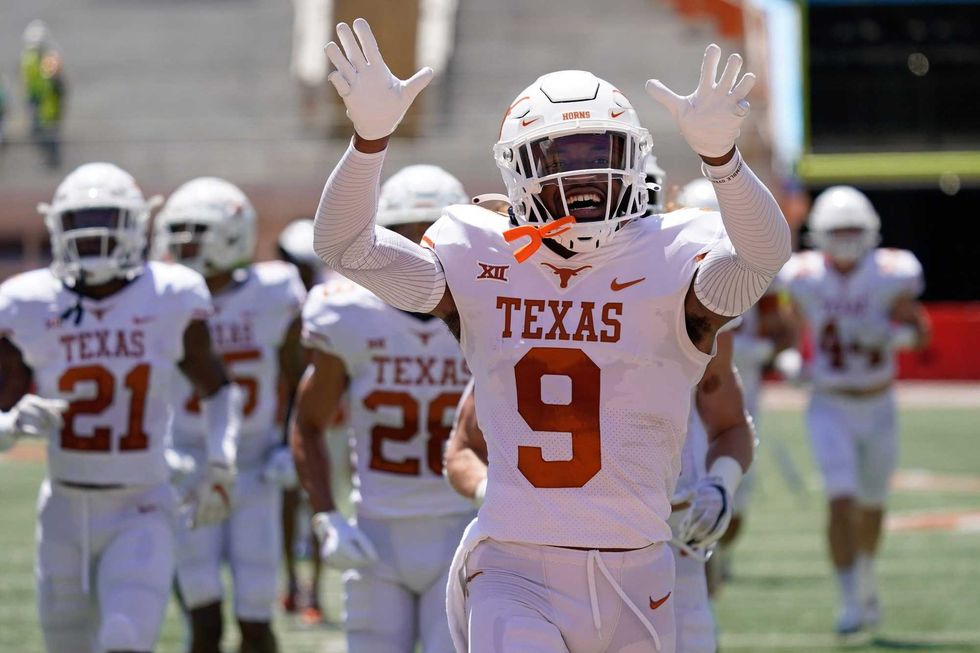 Texas Longhorns White defensive back Josh Thompson (9) before the Orange-White Texas Spring Game at Darrell K Royal-Texas Memorial Stadium.