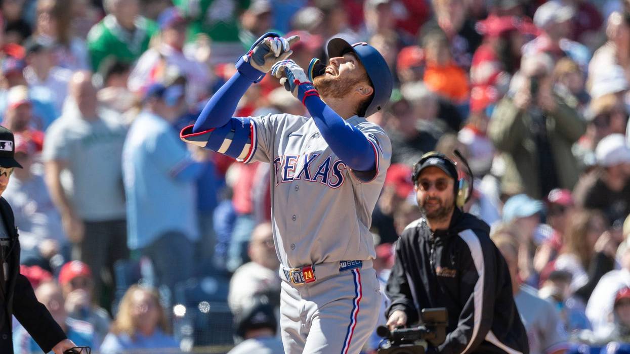 Gore wins 1st start, Nimmo and McCutchen hit 1st homers for Rangers in blowout of Phillies