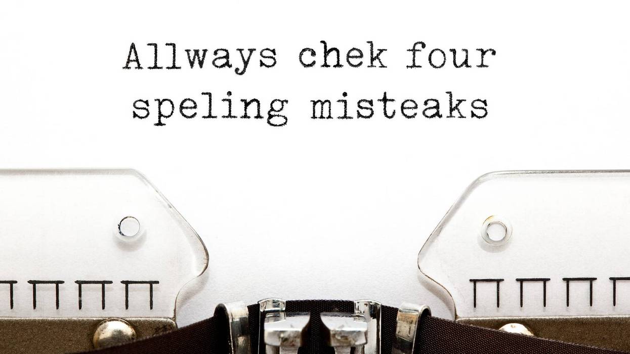 Text with errors Always Check For Spelling Mistakes typed on vintage typewriter with copy space
