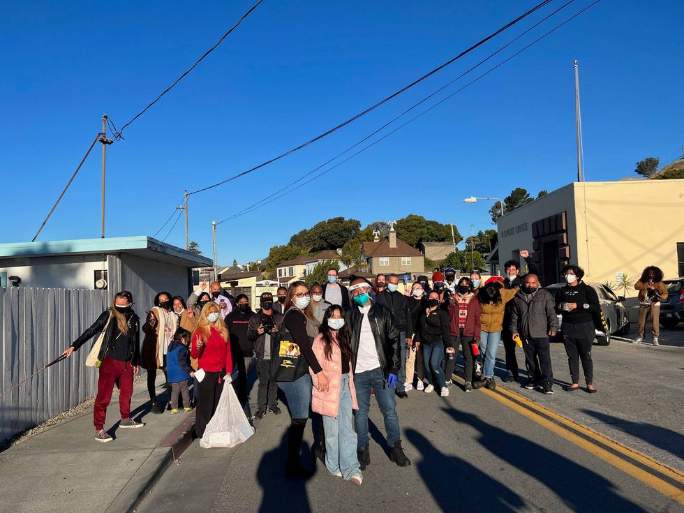 Thanh Tran and friends celebrates his release from San Quentin State Prison on Wednesday.