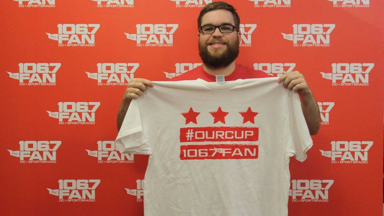 The 106.7 The Fan Street Team gives out #OurCup t-shirts in honor of The Washington Capitals winning the 2018 Stanley Cup Finals.