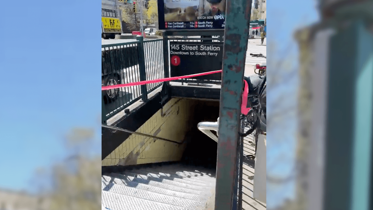 The 145th Street subway station was roped off with tape after a man and woman were fatally struck by a train there Friday morning
