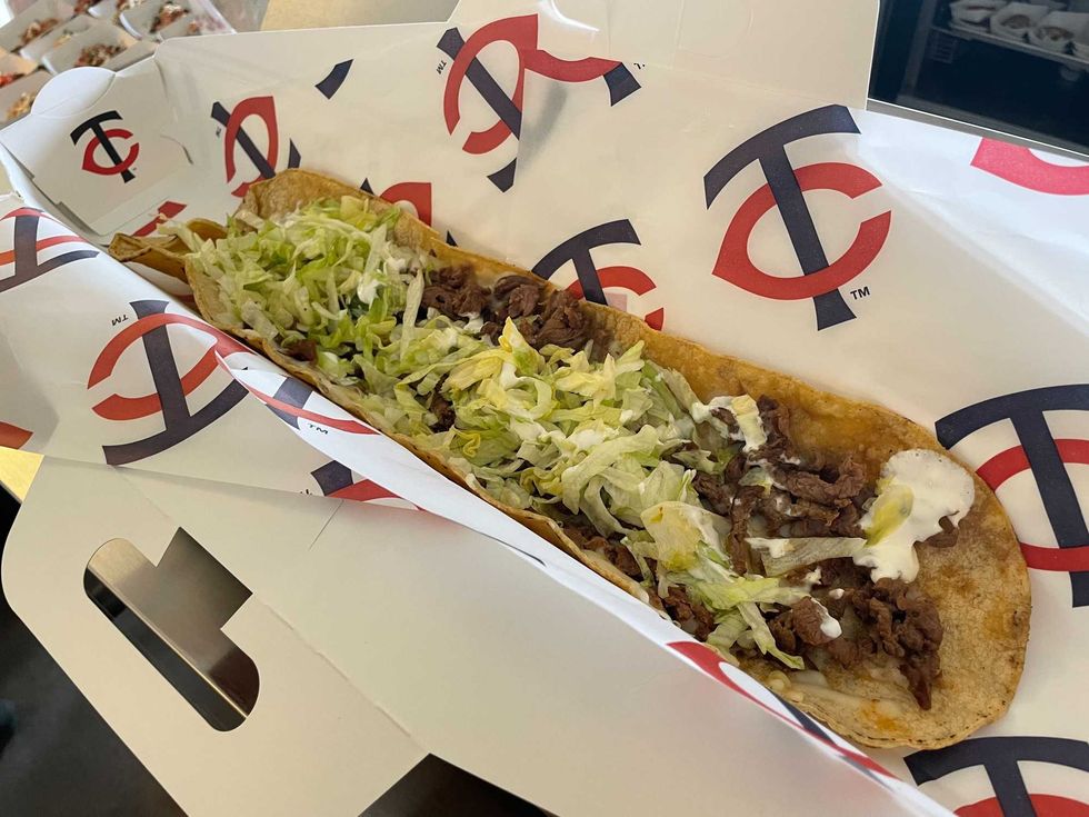 The 18-inch long Machete at Taco Libre, filled with steak and all the fixings on a corn masa shell.