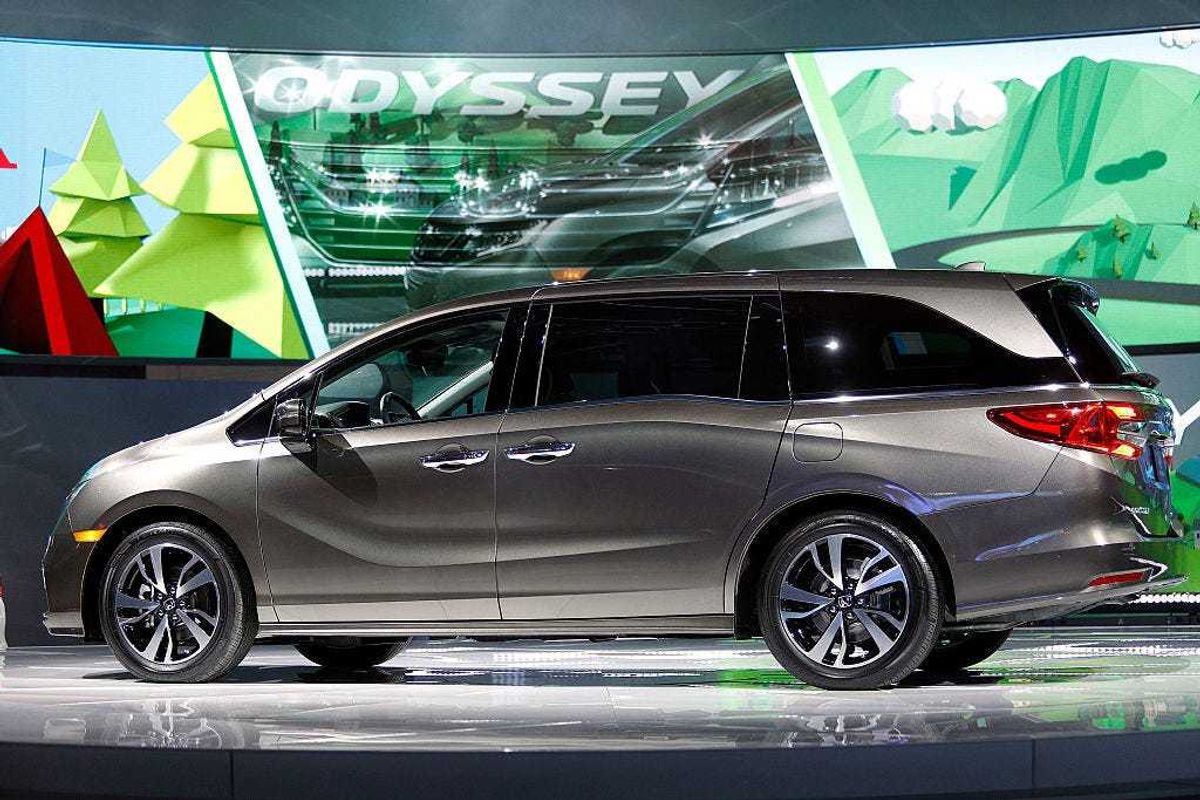 The 2018 Honda Odyssey minivan is shown at its reveal at the 2017 North American International Auto Show on January 9, 2017 in Detroit, Michigan.