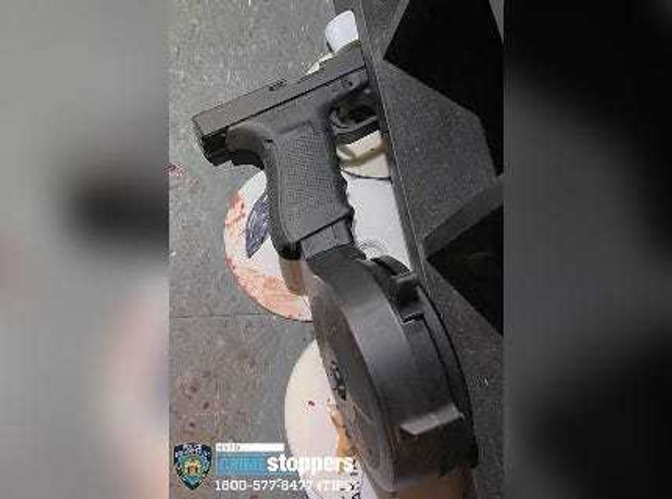 The .45-caliber Glock pistol allegedly used to fatally shoot an NYPD officer in Harlem on Friday