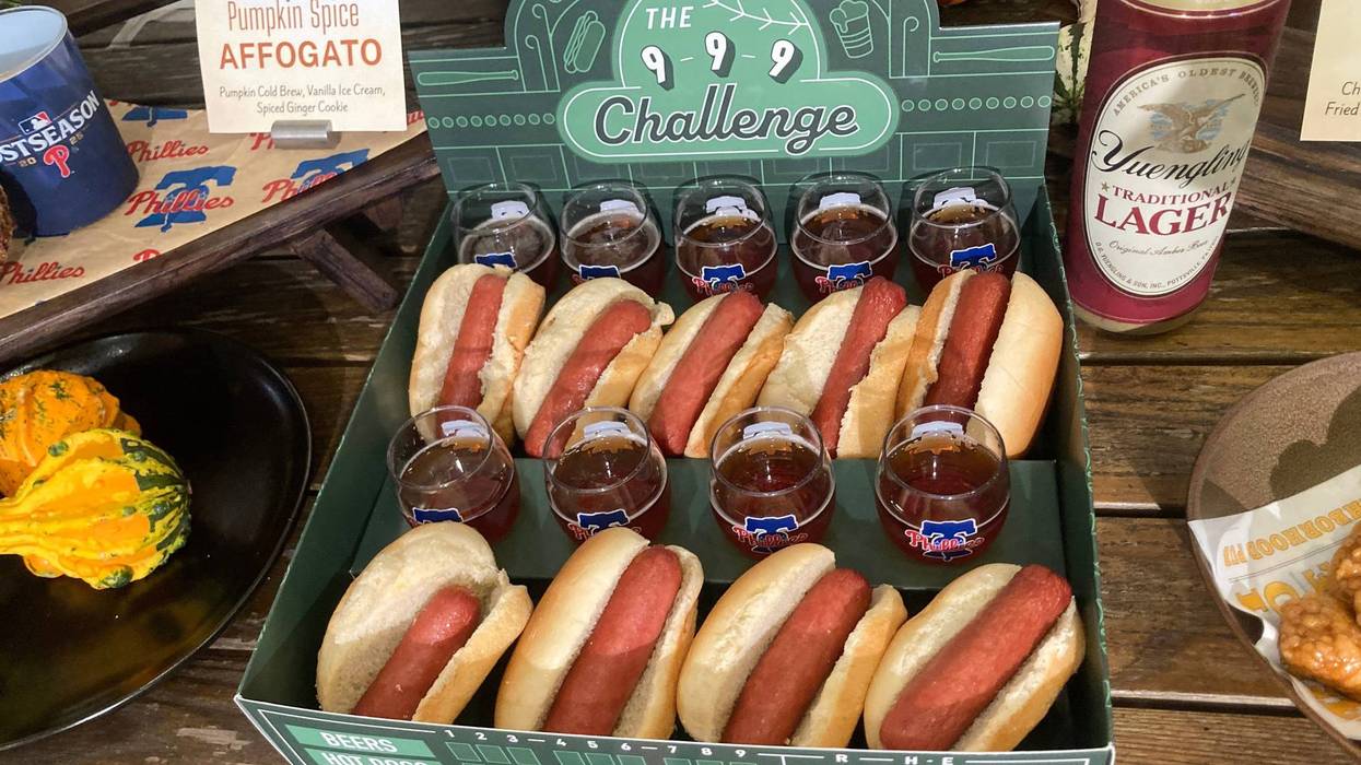 The 9-9-9 Challenge, which includes consuming one hot dog and one beer for each of the nine innings, is seen at Citizens Bank Park on Friday, Oct. 3, 2025, in Philadelphia.