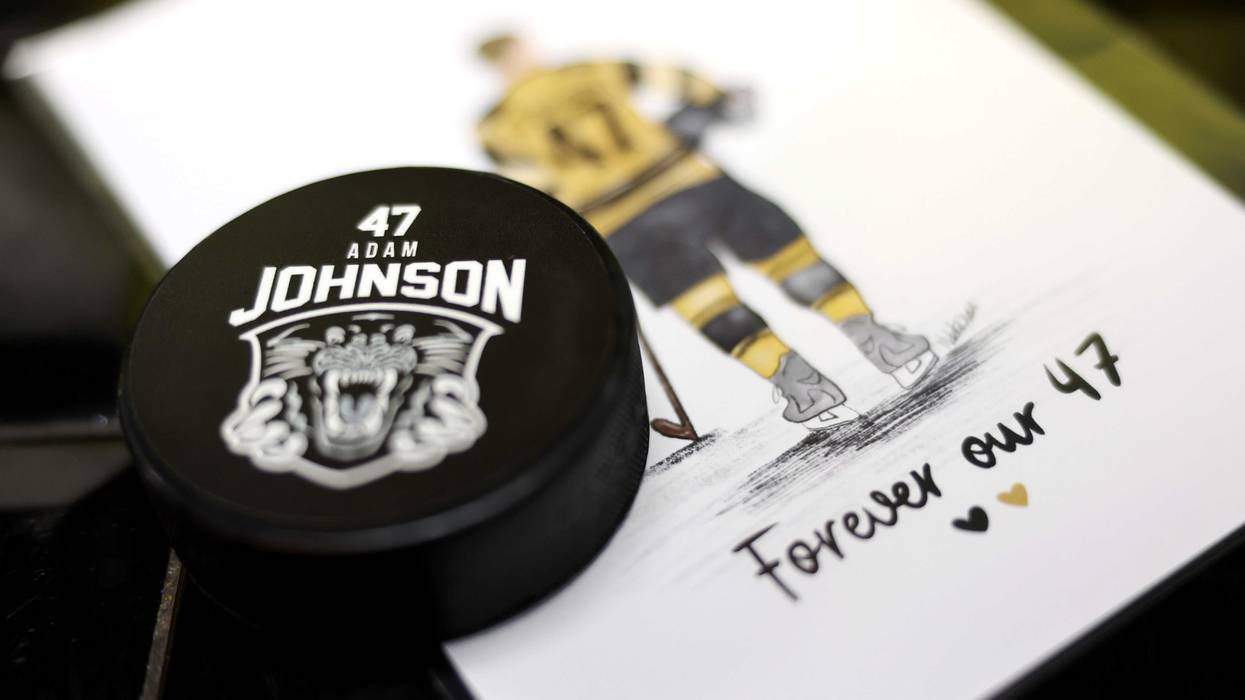 The Adam Johnson Memorial Game between Nottingham Panthers and Manchester Storm at Motorpoint Arena Nottingham on November 18, 2023 in Nottingham, England following his death from a freak injury from a skate.