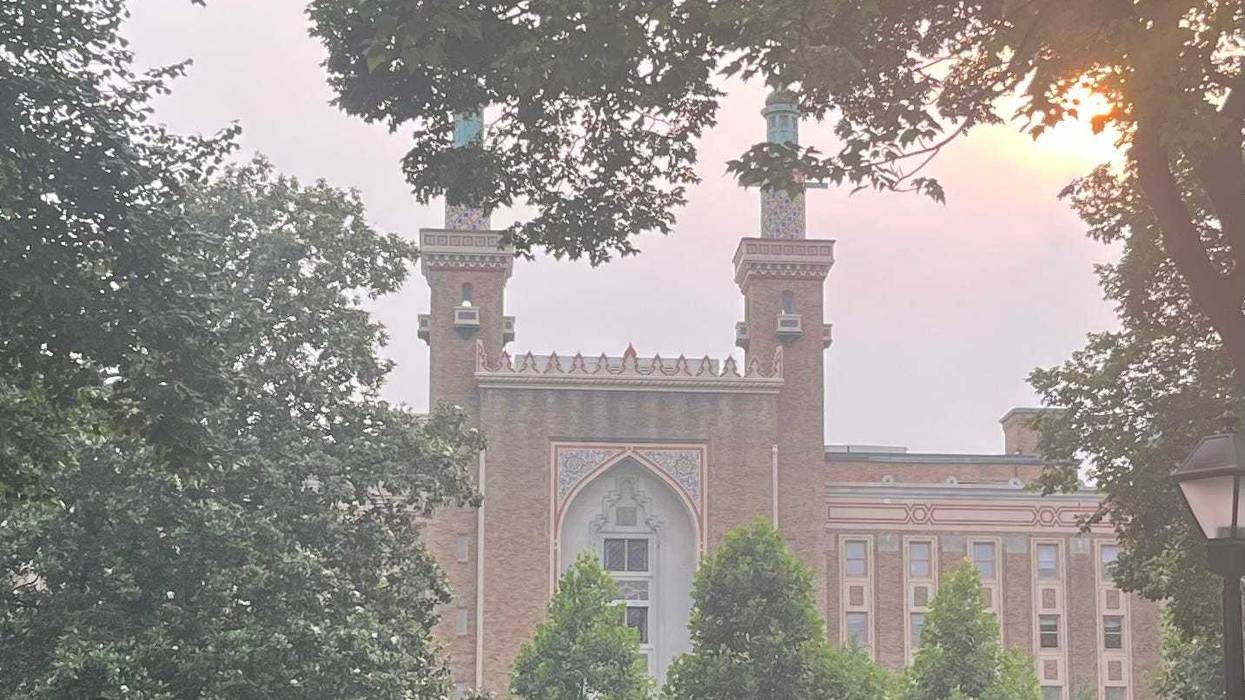 The Altria Theater, seen through Richmond haze