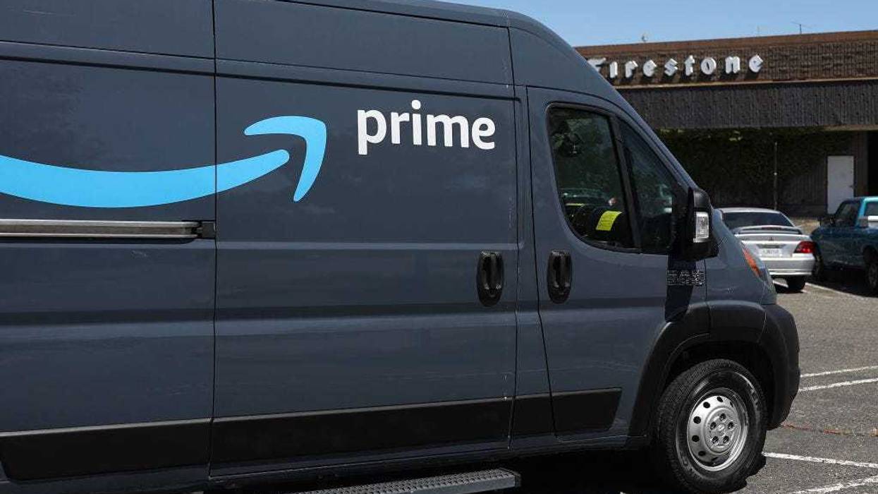 The Amazon Prime logo is displayed on the side of an Amazon delivery truck on June 21, 2023 in Richmond, California.