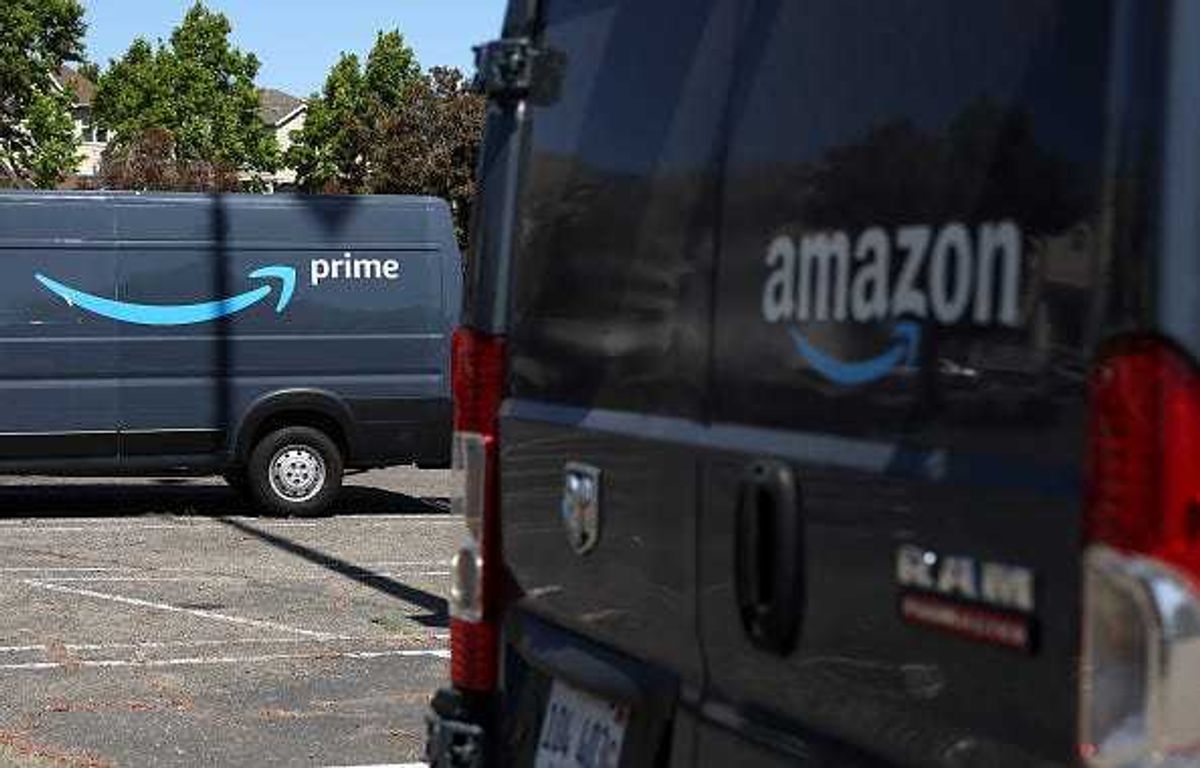 The Amazon Prime logo is displayed on the side of an Amazon delivery truck on June 21, 2023 in Richmond, California.