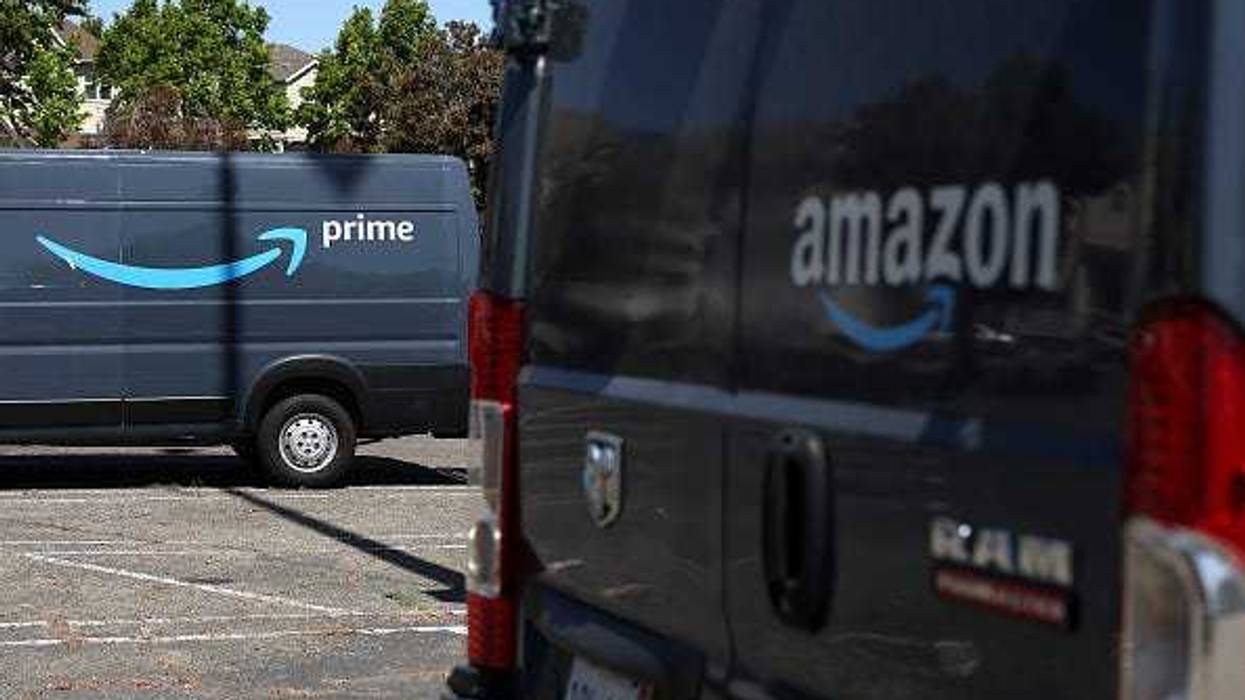 The Amazon Prime logo is displayed on the side of an Amazon delivery truck on June 21, 2023 in Richmond, California.