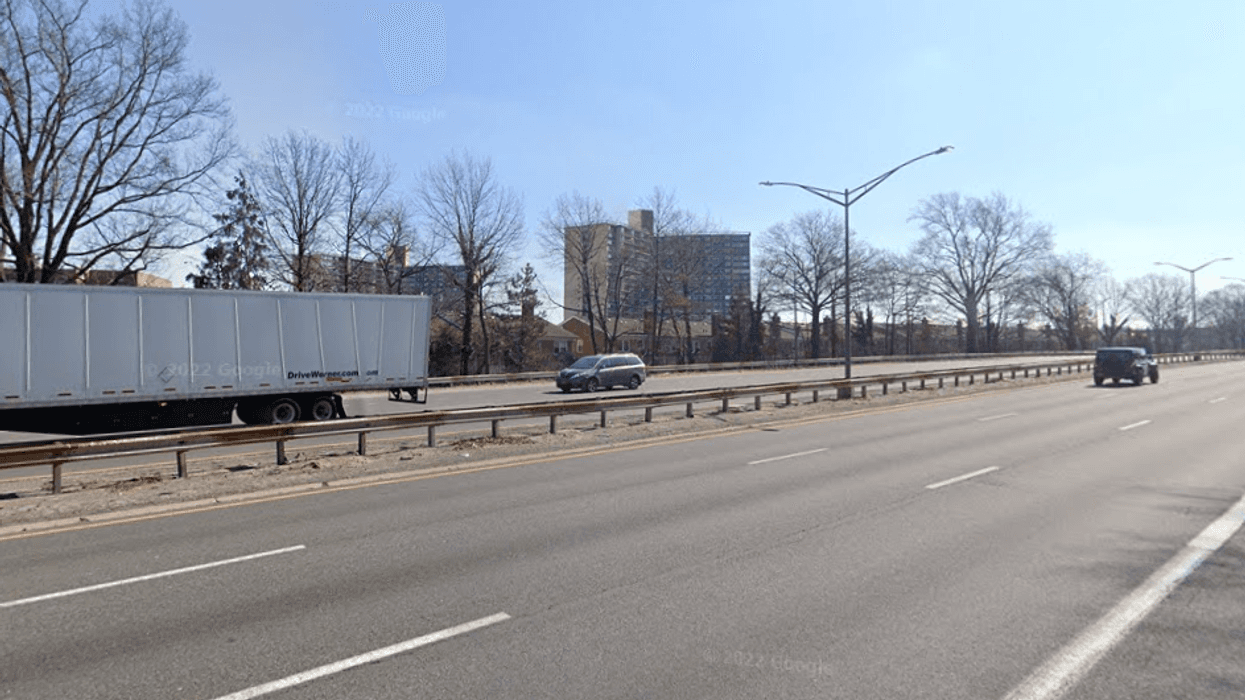 The area of the Clearview Expressway near the area where a 47-year-old man crashed on Monday.
