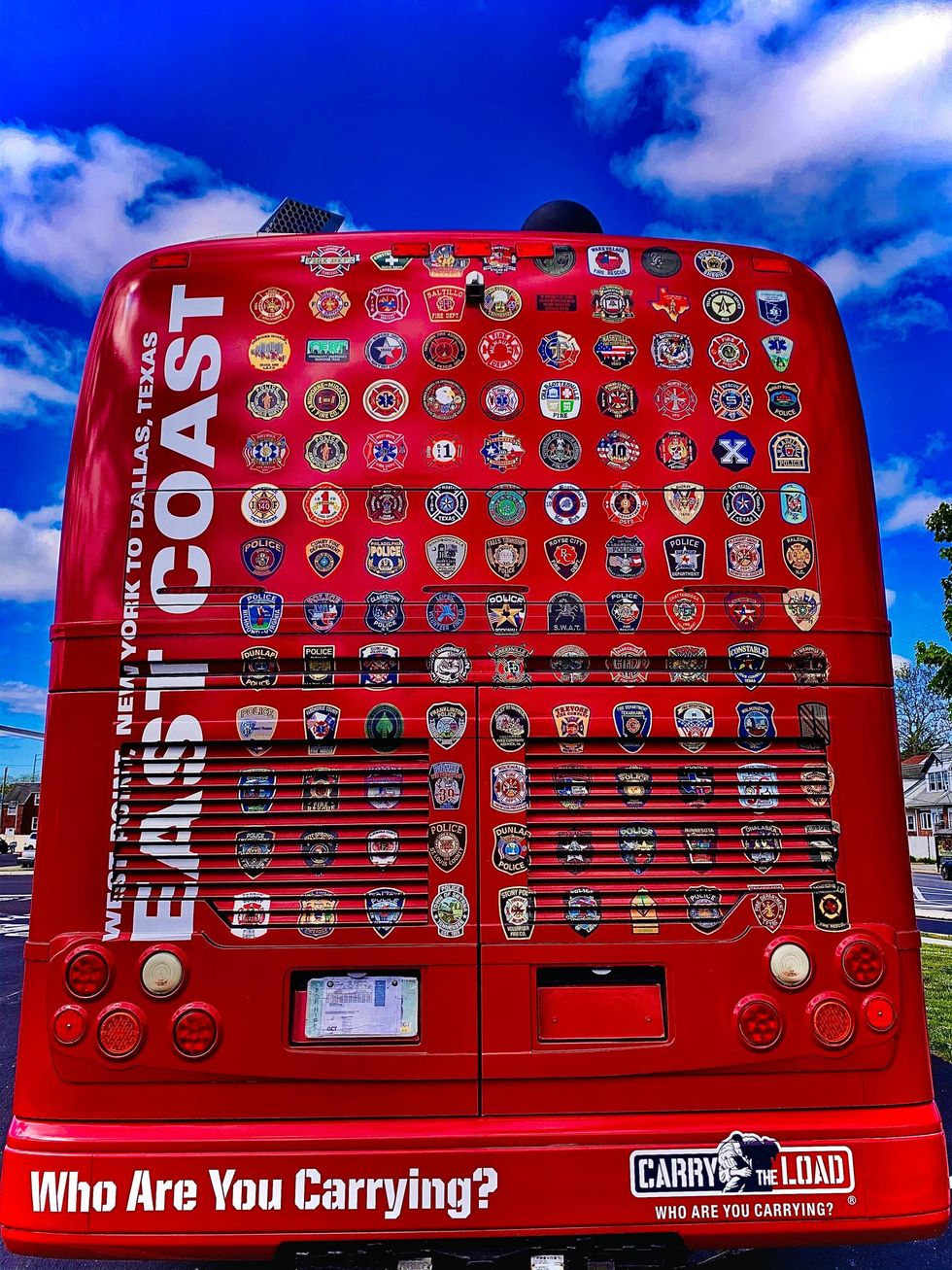 The back of a vehicle for Carry the Load, a national walk to raise funds for groups helping first responders and veterans.