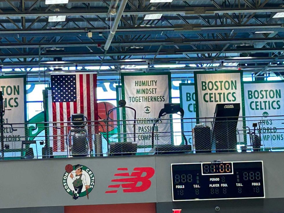 The banner of principles that hangs at the Celtics