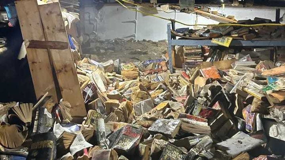 The basement devastation at Paperback Exchange.