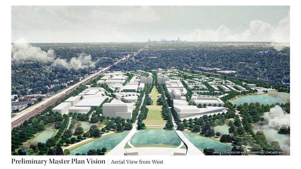 The Bears released this rendering for their proposed Arlington Park development, which would included a new stadium and mixed-use facilities.