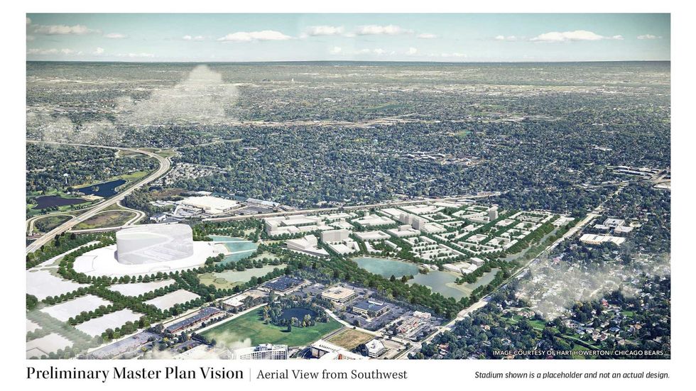 The Bears released this rendering for their proposed Arlington Park development, which would included a new stadium and mixed-use facilities.