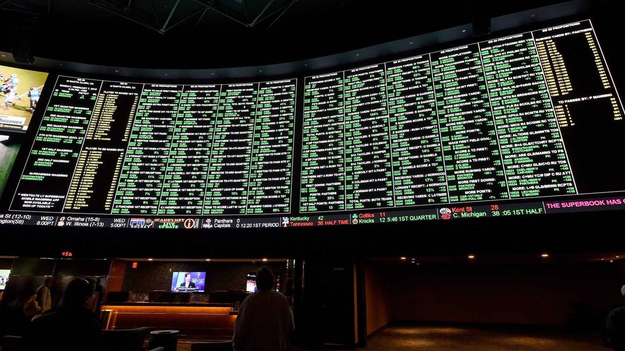 The big board at a sportsbook in Las Vegas