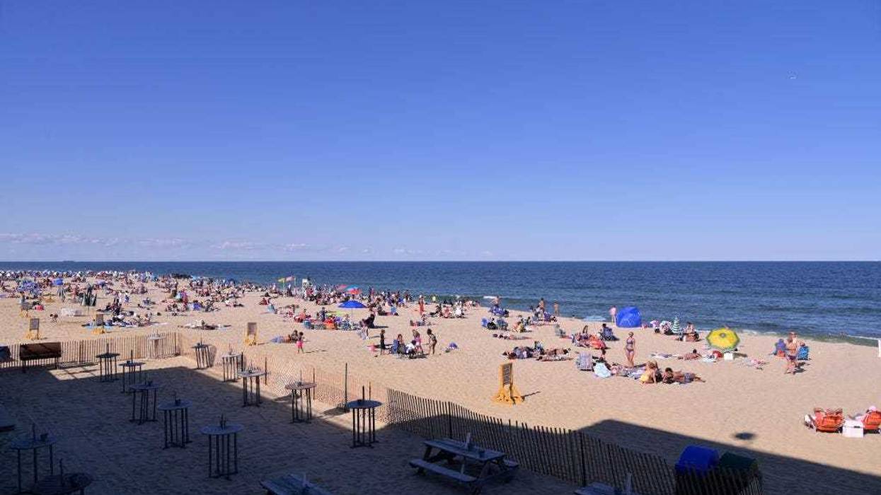 The boardwalk and beach at Pier Village in Long Branch, New Jersey.