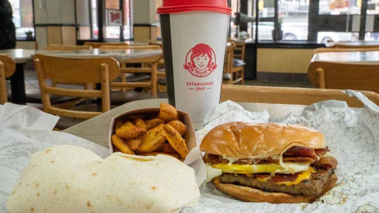 The Breakfast Baconator, Seasoned Potatoes and Sausage Egg and Cheese Burrito are part of the breakfast menu at Wendy's restaurants on March 2, 2020 in New York City.