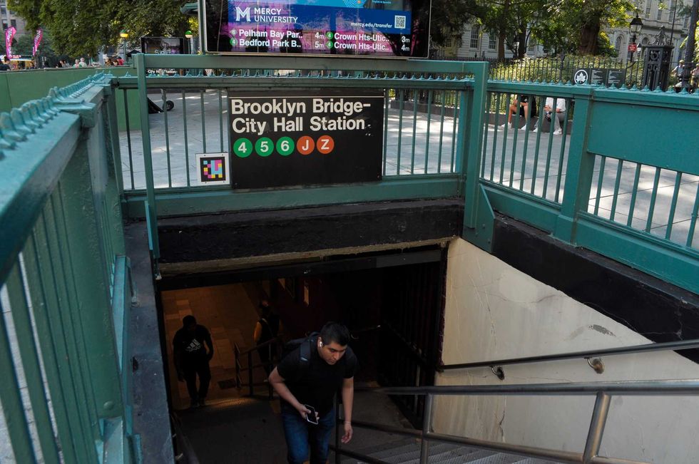 The Brooklyn Bridge-City Hall subway station is seen in downtown Manhattan
