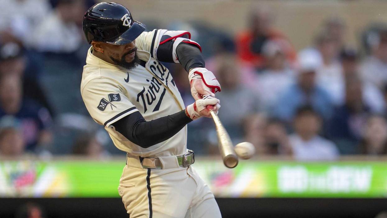 The Buck-Truck is red-hot. Twins center fielder Byron Buxton (25) hits a single against the Baltimore Orioles in the fifth inning at Target Field. He also hit a three-run home run in the third.