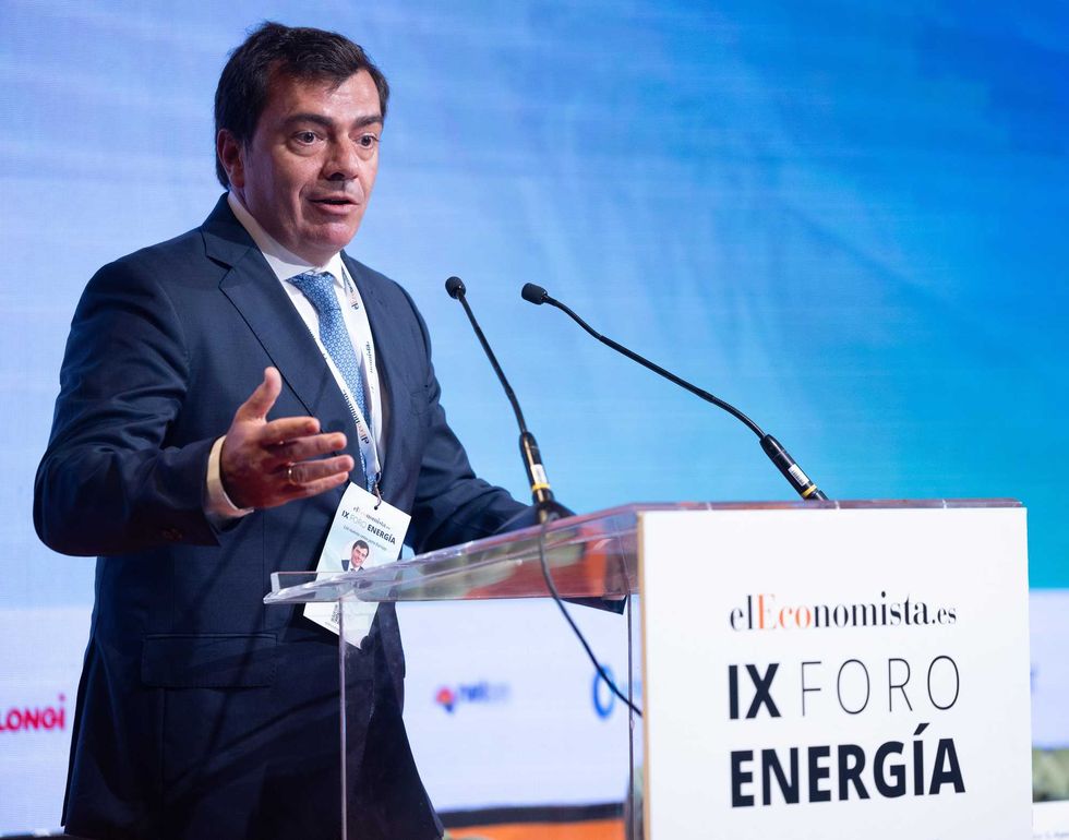 The CEO of Siemens Spain, Agustin Escobar, speaks during the IX Edition of the Energy Forum, at the Four Seasons Hotel, on September 5, 2024, in Madrid, Spain