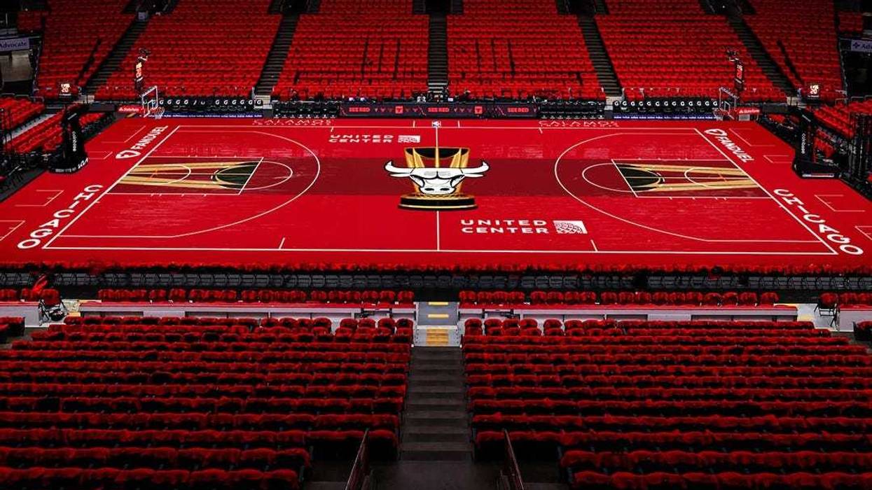 The Chicago Bulls unveiled its "See Red" basketball court, which will be used during the NBA's In-Season Tournament in November.
