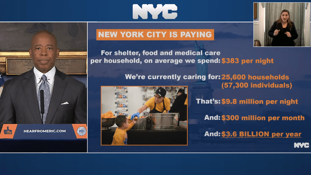 The city is spending nearly $10 million a night to house and feed migrants, the mayor said
