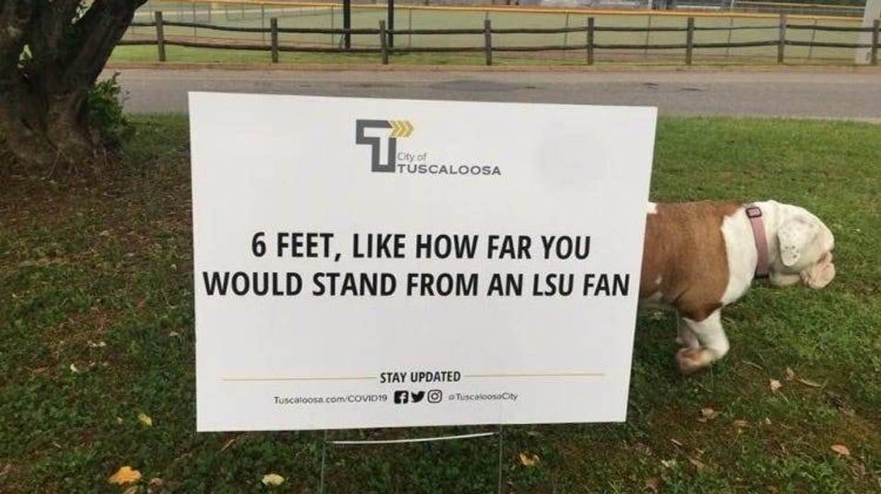 The City of Tuscaloosa uses the LSU-Bama rivalry used to encourage social distancing