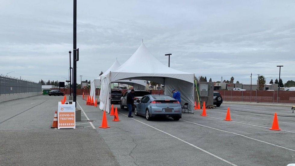 The CityHealth Urgent Care drive-thru COVID-19 testing at San Jose International Airport.