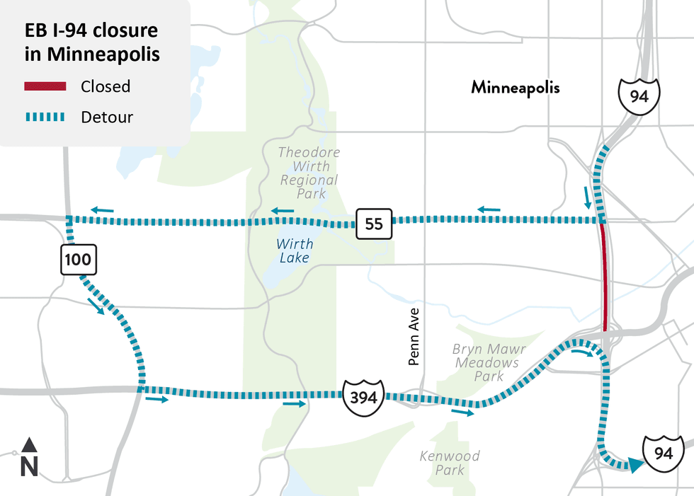 The closure is needed so crews can safely and efficiently repair the I-94 bridge over Glenwood Avenue and the Green Line Extension.