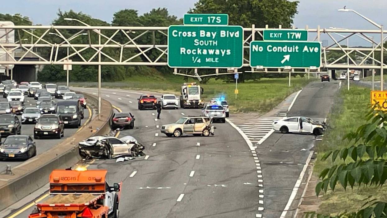 The collision happened just before the Cross Bay Boulevard exit of the westbound Belt Parkway in Ozone Park early Monday morning