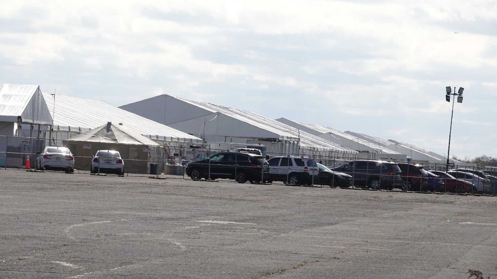 The controversial migrant shelter the city erected on Floyd Bennett Field.