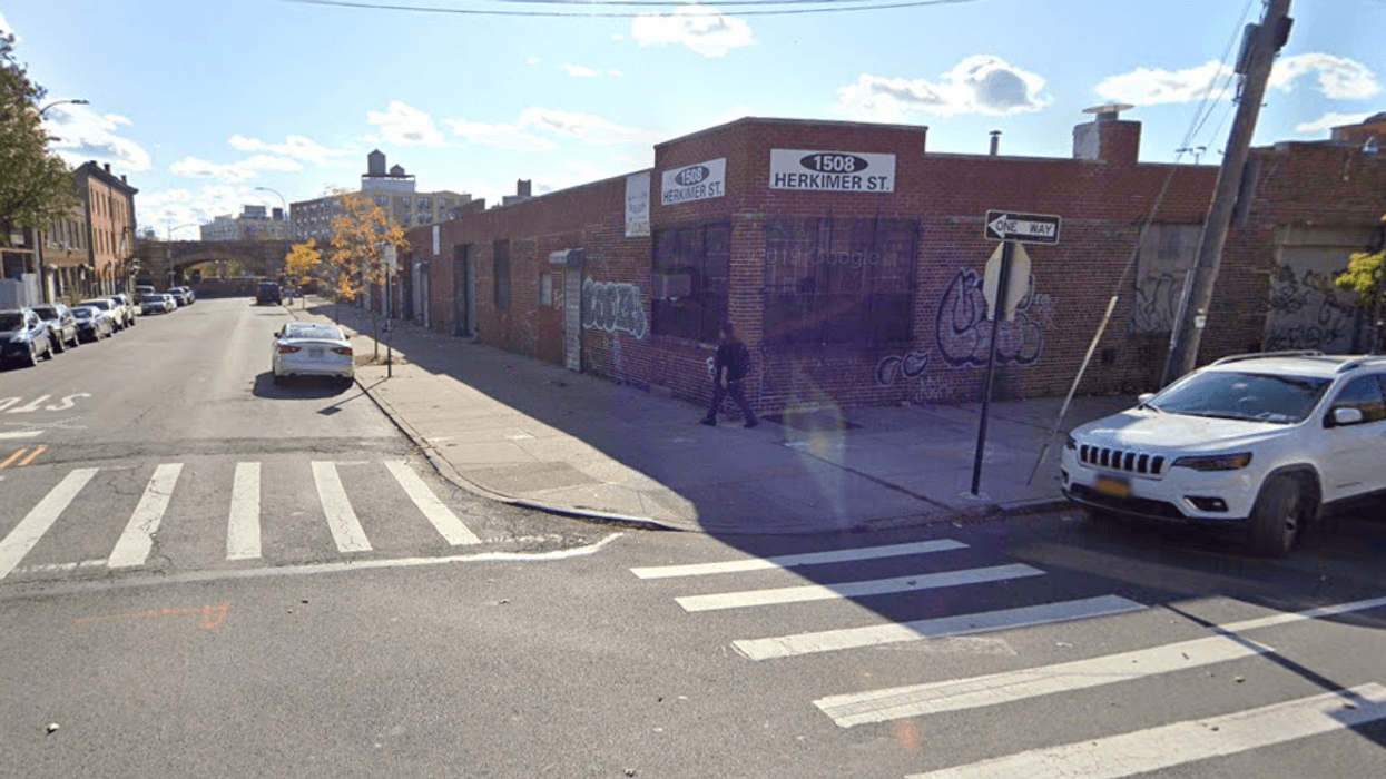 The corner of Van Sinderen Avenue and Herkimer Street, where a dead body was found wrapped in a bag on Saturday afternoon.
