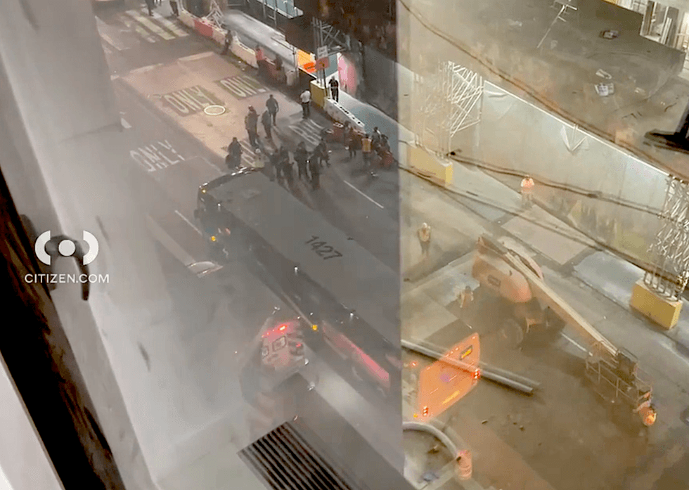 The crash happened next to a high-rise construction site at East 48th Street and Madison Avenue