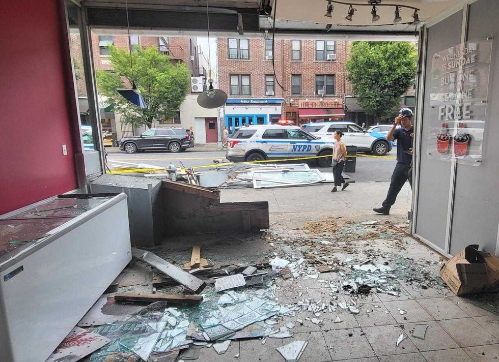 The crash left a giant hole in the front of the Carvel