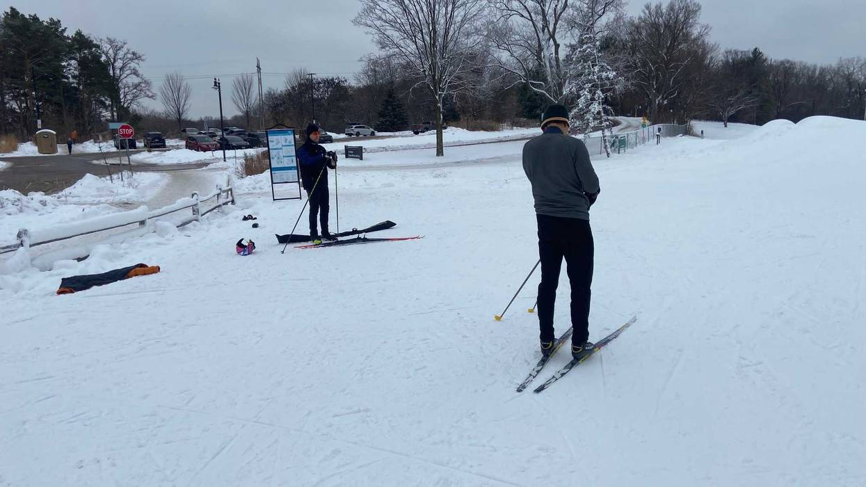 The cross country skiers at Minneapolis' Theodore Worth Park couldn't be happier with all the snow that's already fallen, and continued to fall on Tuesday.