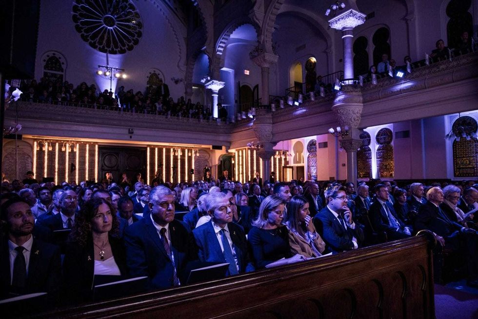 The crowd of about 600 at Park East Synagogue for the October 7 commemoration ceremony. Israel