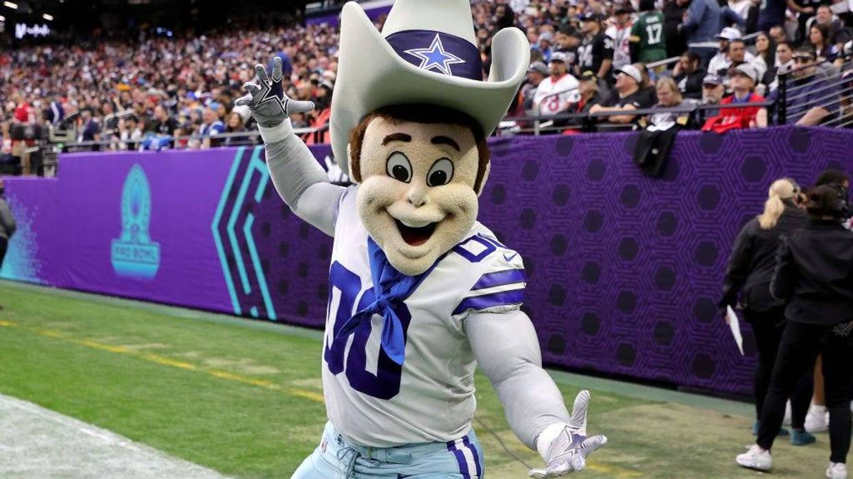 The Dallas Cowboy mascot Rowdy poses during the 2022 NFL Pro Bowl at Allegiant Stadium on February 06, 2022 in Las Vegas, Nevada.