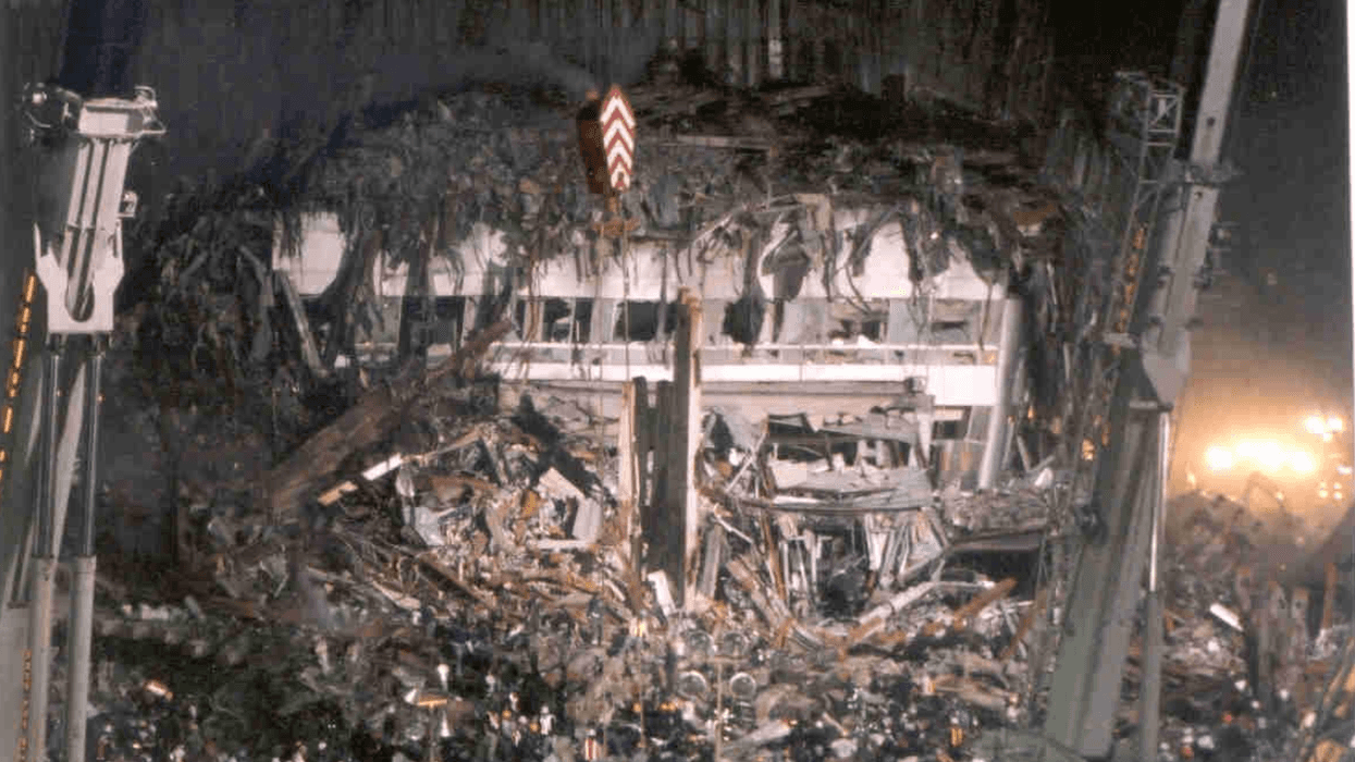 The damage at Ground Zero after the 9/11 attacks.