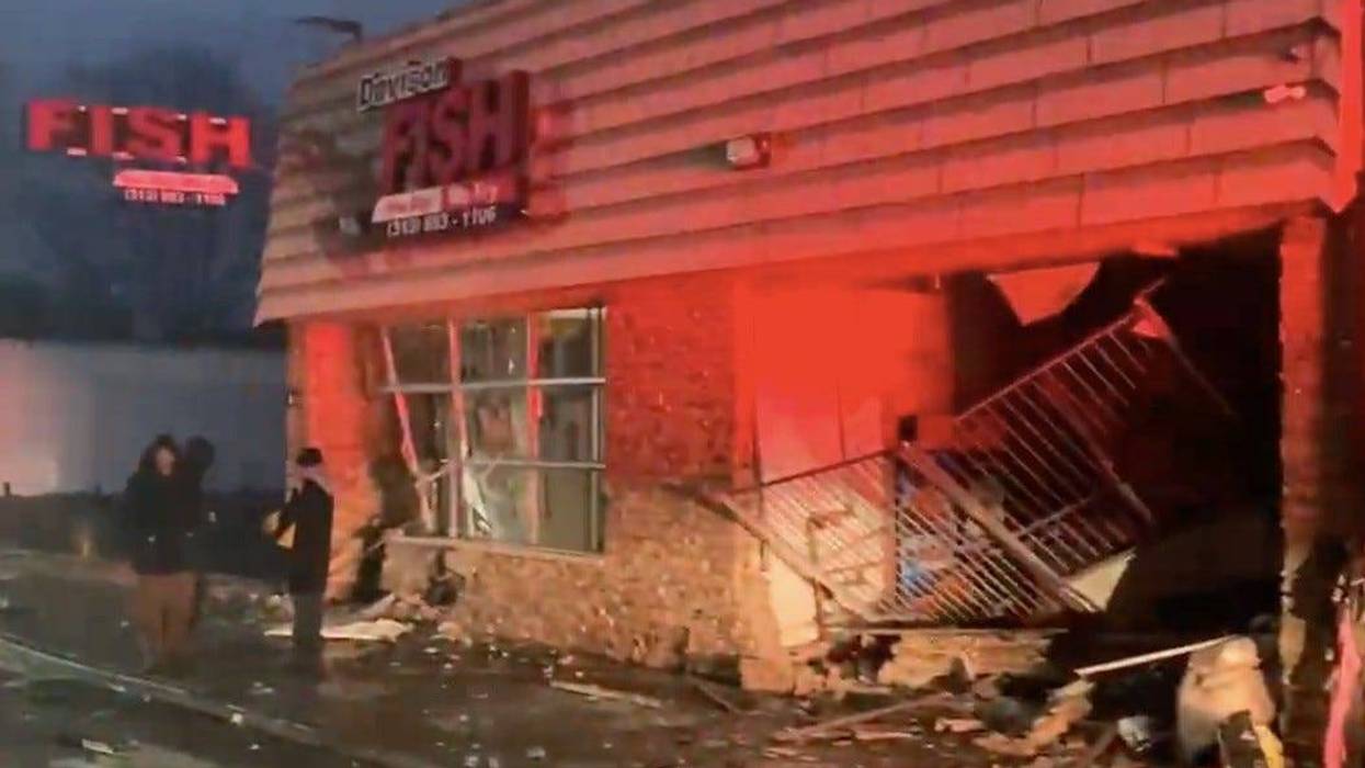 The damage to Davison Fish after a car crashed into their building